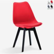 Chaise de cuisine moderne style Tulipe scandinave avec pieds noirs Nordica BE Couleur: Rouge
