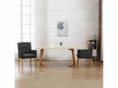 Chaise de qualité de salle à manger avec accoudoirs gris tissu - gris - 66 x 61 x 95 cm
