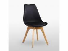 Chaise scandinave noire lorenzo - assise rembourrée - salle à manger, cuisine ou bureau