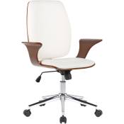 CLP - Chaise de bureau élégante avec inserts en bois et siège blanc