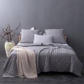 Couvre lit matelassé et moelleux - Gris clair - 230 x 250 cm