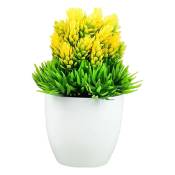Dare Win Store - Bouquet artificiel avec pot blanc-Jaune-13cm
