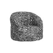 Dmora - Fauteuil rond rembourré, effet zèbre, Dimensions 80 x 80 x 80 cm, avec emballage renforcé