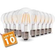 Eclairage Design - Lot de 10 Ampoules led E27 6W Filament eq. 54W blanc chaud 2700K