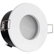 Fixation spot salle de bain etanche blanc pour ampoule GU5.3 12V halogene ou led IP65