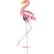Flamant rose solaire 3 led blanches
