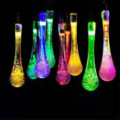 Groofoo - Guirlande lumineuse solaire d'extérieur multicolore à led en forme de goutte d'eau - Guirlande lumineuse étanche en cristal - Décoration de