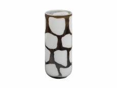 Handmade vase - verre - noir/blanc - 34x14x14 - woood