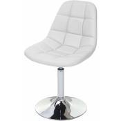 HHG - jamais utilisé] Chaise de salle à manger 856, chaise pivotante, design rétro similicuir blanc, pied chromé - white