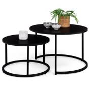 Idmarket - Lot de 2 tables basses gigognes davis rondes 54/70 en métal noir mat design industriel - Noir