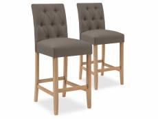 Lot de 2 chaises de bar en bois gaya tissu taupe - h65cm