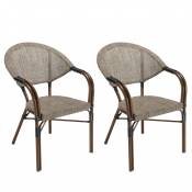 Lot de 2 chaises de jardin bistrot en acier textilène
