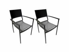 Lot de 2 chaises de jardin en aluminium et revêtement textilène - dola 95187034lot2