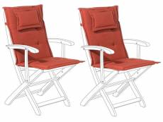 Lot de 2 coussins en tissu rouge bordeaux pour chaises