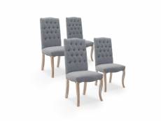 Lot de 4 chaises capitonnées jade tissu gris
