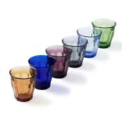 Lot de 6 - Verre à eau 25 cl en verre résistant teinté multicolore