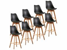 Lot de 8 chaises de bar,tabourets de bar hombuy scandinaves noir