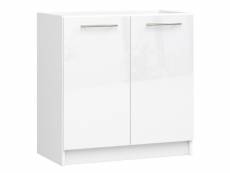 Meuble de cuisine bas armoire de cuisine akord s80 pour évier oliwia modulable blanc 80 cm 2 portes couleur blanc brillant 1 étagère 80x46x82 cm