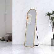 Miroir sur Pied 140 x 40 cm, Miroir Pleine Longueur avec cadre en aluminium pour Salon, Chambre, Vestiaire, Doré - Emke