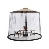 Moustiquaire pour parasol de terrasse, auvent en maille, parasol d'extérieur de 7 à 12 pieds avec maille en polyester, base remplissable (parapluie