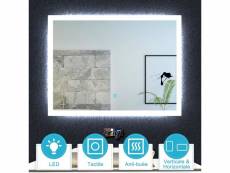 Ocean sanitaire 90x70cm miroir salle de bain antibuée--miroir horizontal ou vertical--miroir led--interrupteur tactile
