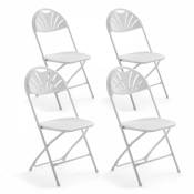 Oviala - Chaise pliante blanche confortable Lot de 4 - Blanc