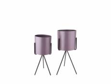 Pedestal - 2 cache-pots rond en métal mat - couleur - violet PT3639PU
