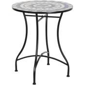 Pegane - Table de jardin ronde en fer noir et pierre multicolore - diamètre 60 x hauteur 72 cm