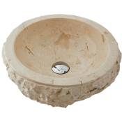 Pegane - Vasque à poser / lavabo en marbre coloris beige - Diamètre 40 x Hauteur 15 cm