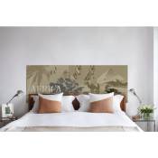 Plage - Sticker mural Afrique 160x60cm - Déco tête de lit stylisée pour décorer votre chambre - Dessin mural pour une décoration unique. - Marron