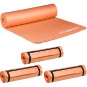 Relaxdays - Tapis yoga, lot de 4, 1 cm épaisseur doux caoutchouc sangle transport Pilates aérobic HxlxP: 1 x 61,5 x 182 cm, orange