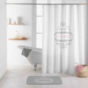 Rideau de douche imprimé maison de famille - Blanc - 180 x 200 cm