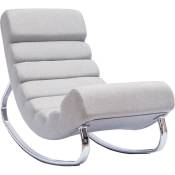 Rocking chair design en tissu gris clair et acier chromé