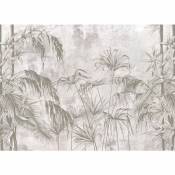 Sanders&sanders - Papier peint panoramique plantes tropicales - 2.7 x 3.75 m de gris