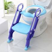 Siège de Toilettes Echellepour Bébé Réglable et Pliable avec Siège Rembourré,Large Marchepied Charge Max.75KG Violet+Bleu
