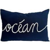 Soleil D Ocre - Coussin en coton 32x50 cm esprit marin, par Soleil d'Ocre - Bleu