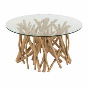 Table basse branches teck naturel Charles d 63 cm