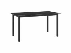Table de jardin noir 150x90x74 cm aluminium et verre