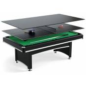 Table multi jeux 3 en 1 apollon Billard, Ping-Pong, Plateau Dînatoire - avec accessoires - Noir