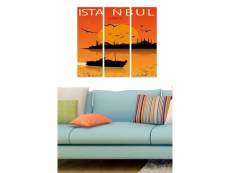 Tableau triptyque fabulosus l70xh50cm motif poster istanbul orange et noir