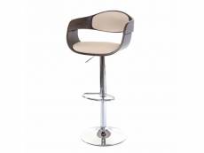 Tabouret de bar hwc-a47, chaise de bar, bois courbé, design rétro ~ gris, similicuir couleur crème