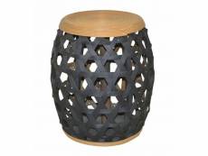 Tabouret design / table d'appoint en bambou noir et bois tabo05015