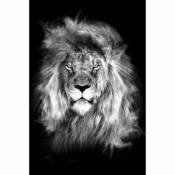 Toile imprimée noir et blanc Regard lion Dada Art orientation portrait l.80 x H.120 x ép.3 cm