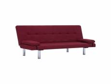 Vidaxl canapé-lit avec deux oreillers rouge bordeaux polyester 282191
