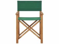 Vidaxl chaise de metteur en scène bois de teck solide vert 47413