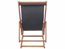 Vidaxl chaise pliable de plage tissu et cadre en bois gris 43997