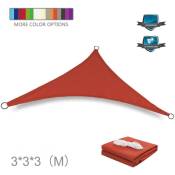 Voile d'ombrage triangulaire extérieur 3x3x3m-Garden Pool Outdoor Store Rouge - red