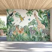 Ambiance-sticker - Papier peint panoramique jungle préencollé grand safari h 250 x l 360 cm - multicolore