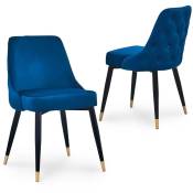 Arielle - Lot de 2 chaises en velours bleu dossier