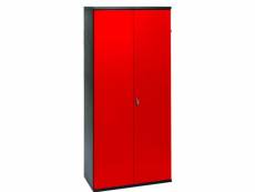Armoire de bureau 2 portes métal rouge et noir folia h 198